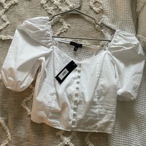 Banana Republic Puff Sleeve Button Down Crop